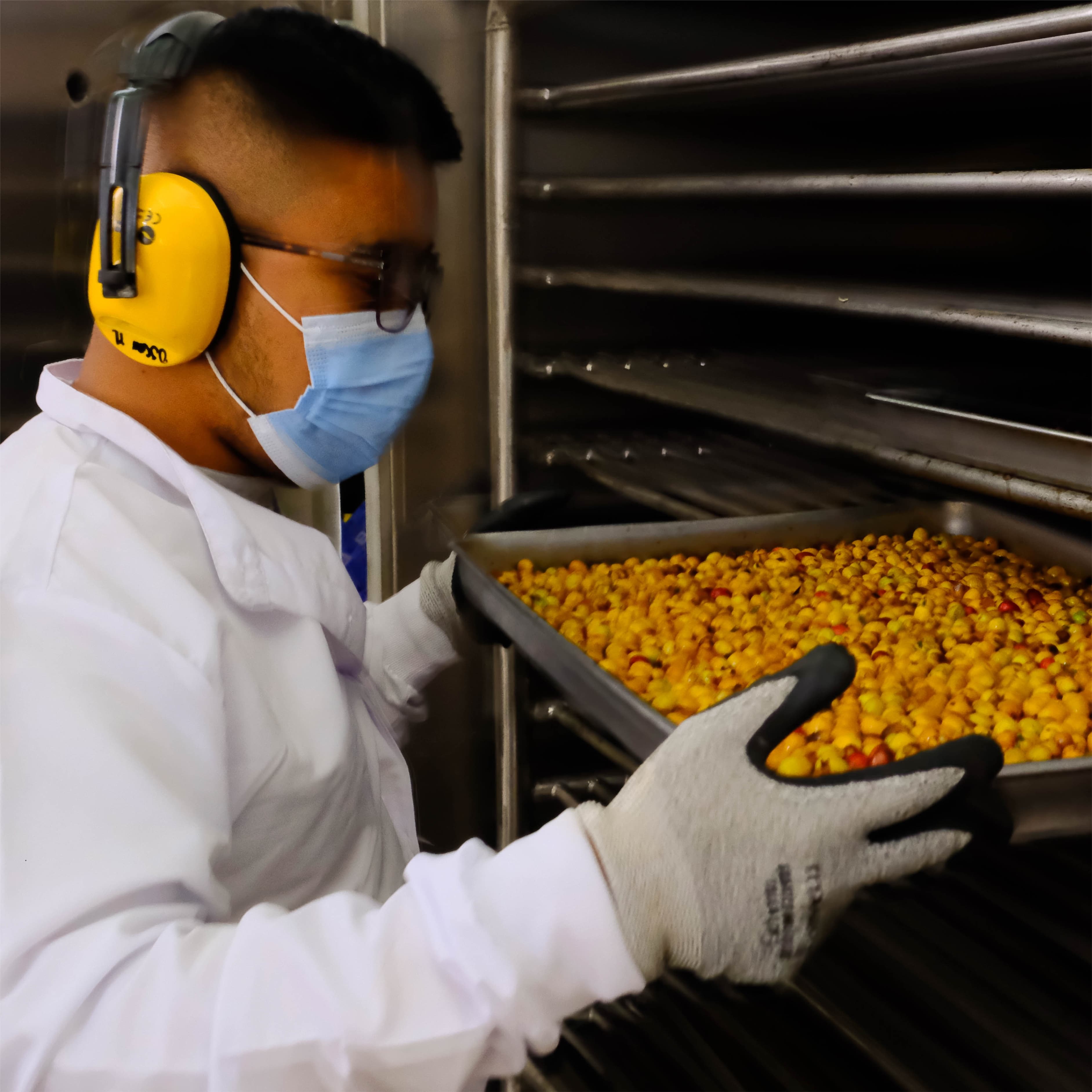 Close-up of a modern coffee drying machine with control panel