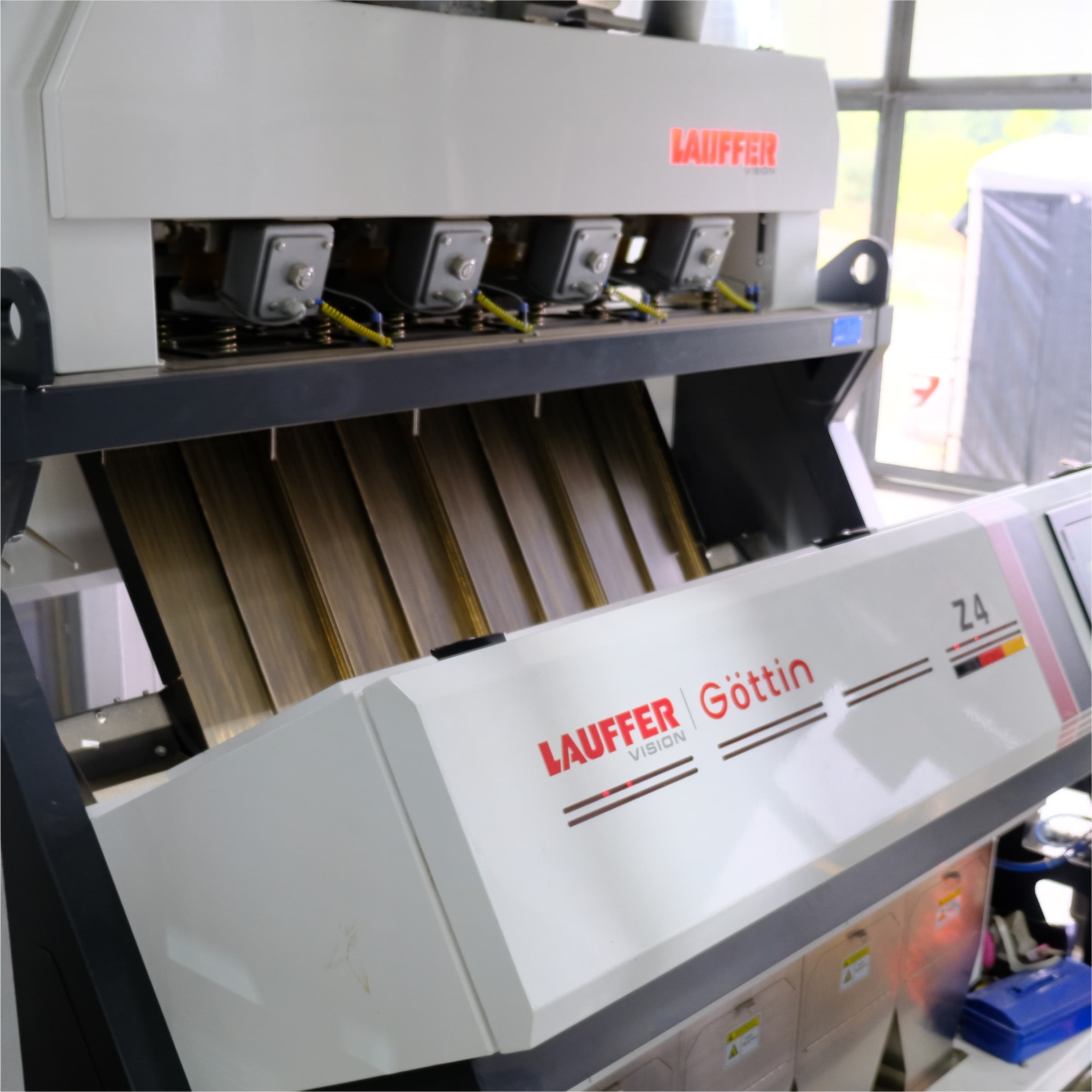 Advanced color sorting machine using AI to select perfect coffee beans