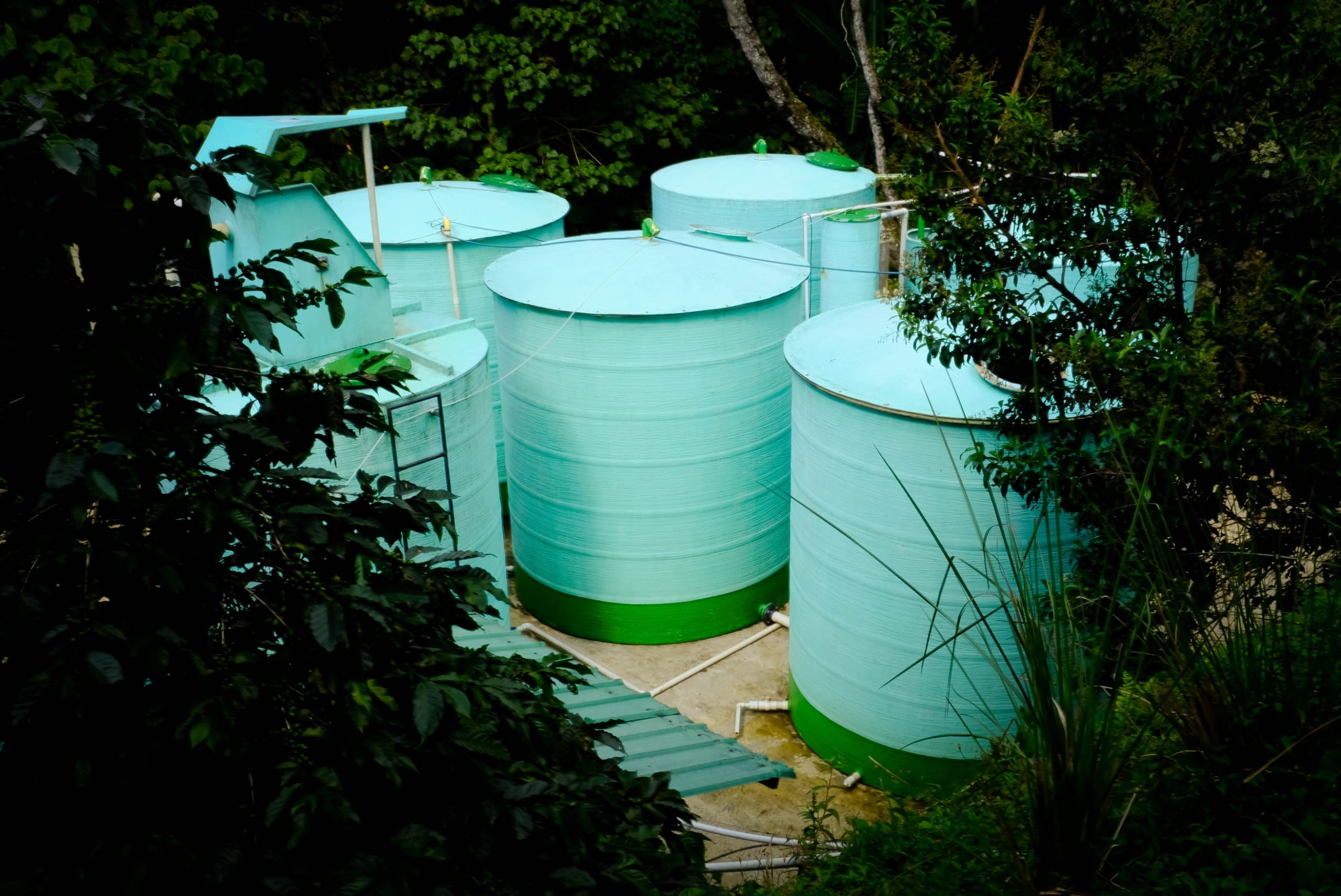 Industrial water treatment plant at Finca El Paraíso coffee farm in Piendamó, Cauca