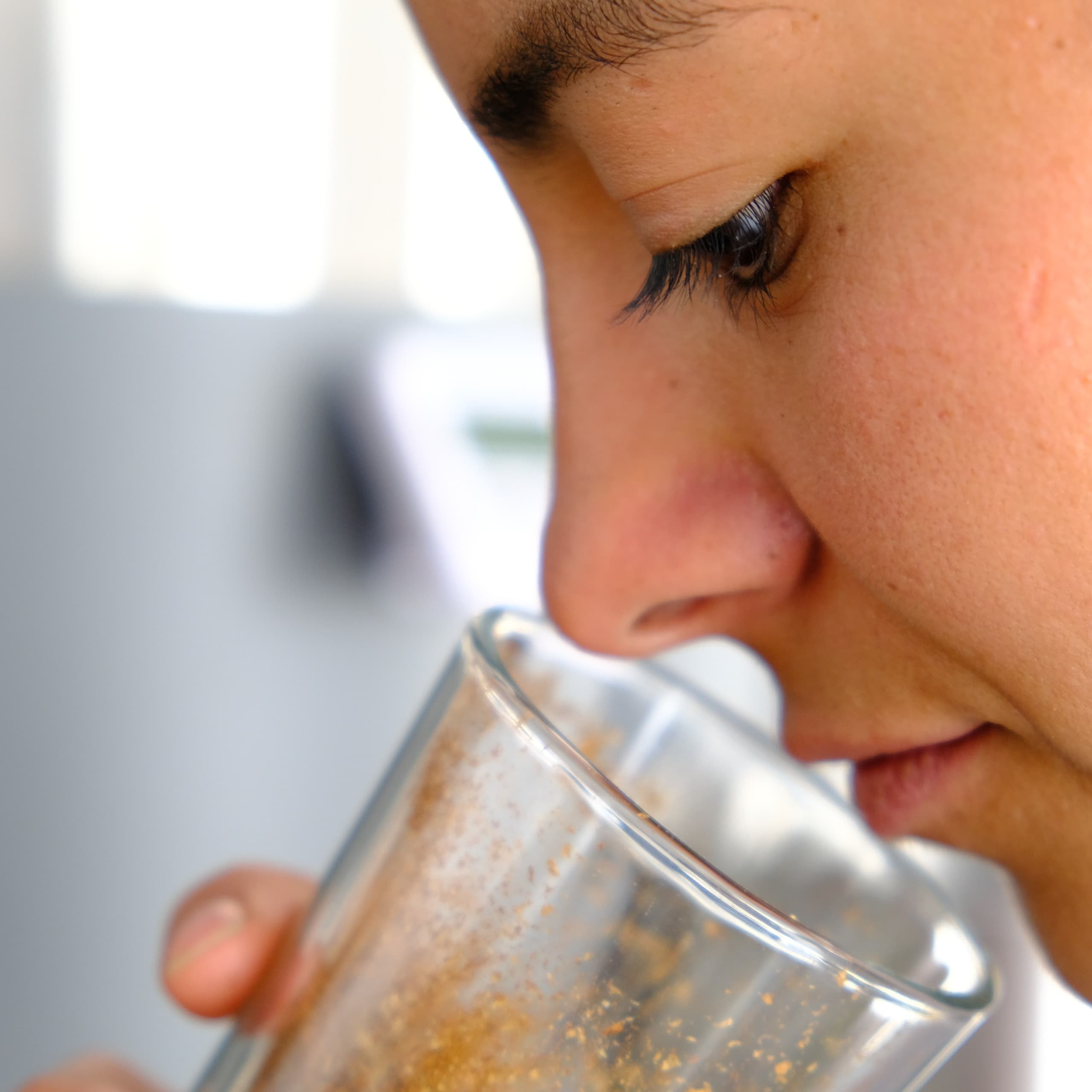 Microscopic view of biochemical transformation in coffee
